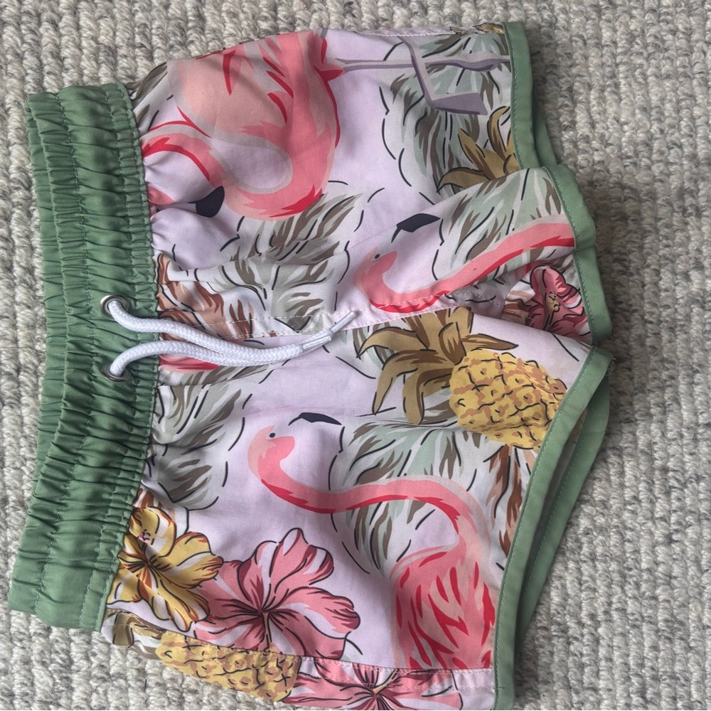 Kids Green Floral Swim Trunks